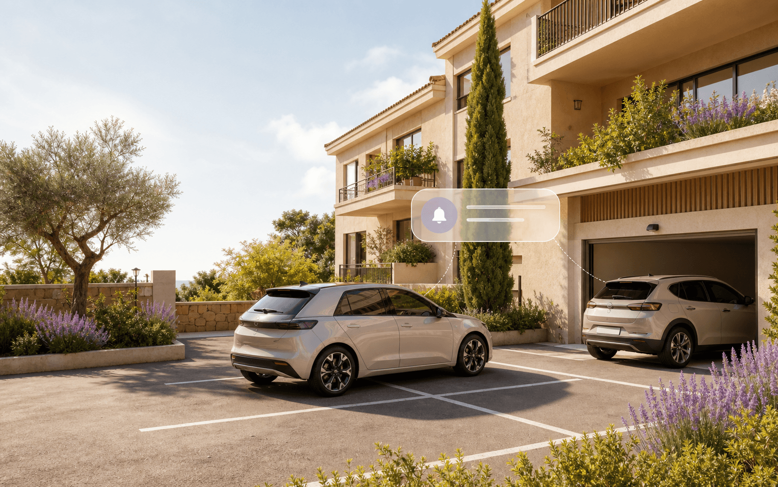 Parking calme dans une copropriété méditerranéenne